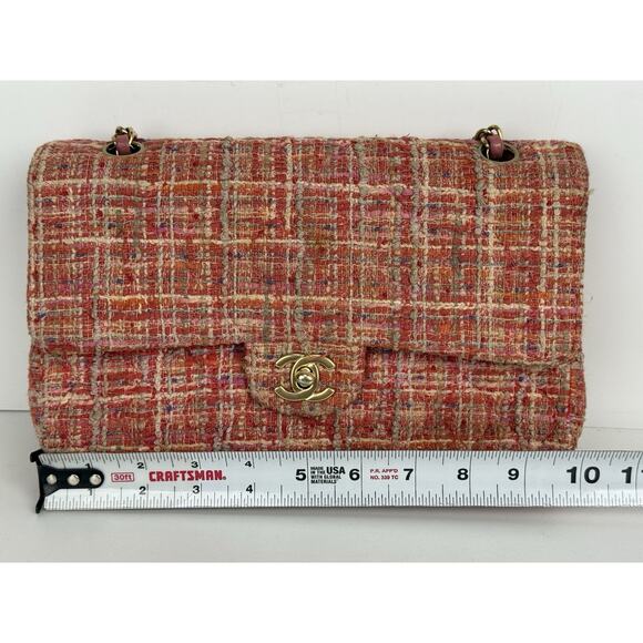 Chanel Classic Medium Multicolor Tweed Double Flap Shoulder Bag B-5 - Picture 13 of 16